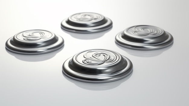 Vector four silver circles with a design on the bottom