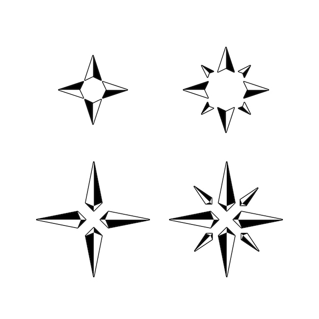 Four simple compass silhouettes