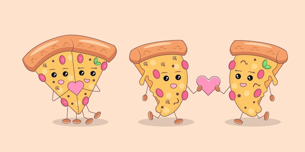 Четыре кусочка влюбленной пиццы
