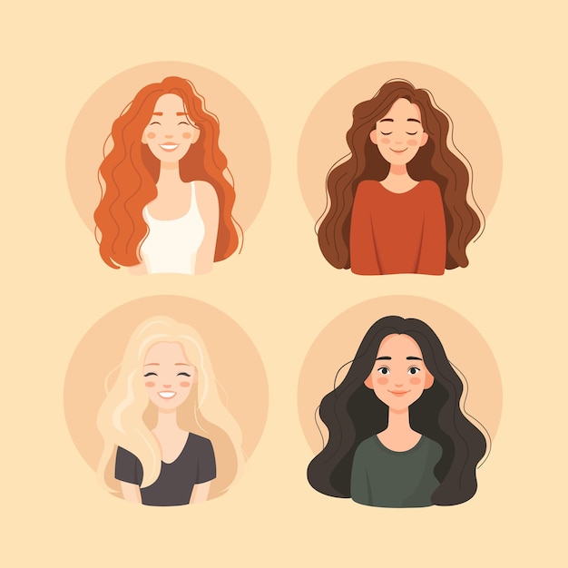 異なるの色を持つ4人の笑顔の女性