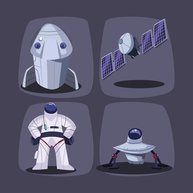 Four space explorer icons