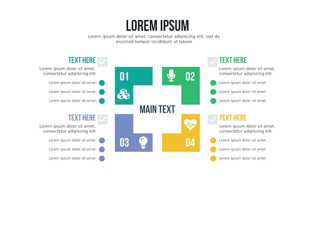 Vector four square infographic element and presentation template