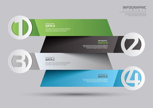 Four step gradient realistic colorful step timeline infographic template design
