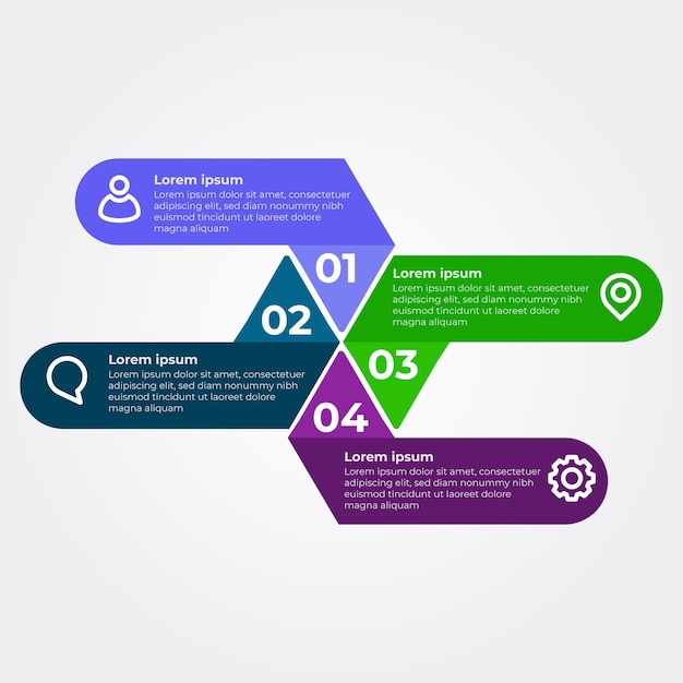 Progettazione infografica in quattro fasi. modello di progettazione infografica piatta multicolore