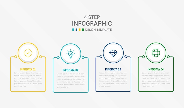Vector four step infographic element design vector template for presentation process diagram and presentations step workflow layout banner flow chart info graphic vector illustration