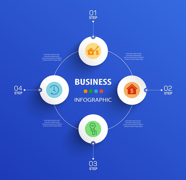 Modello di infografica aziendale in quattro passaggi