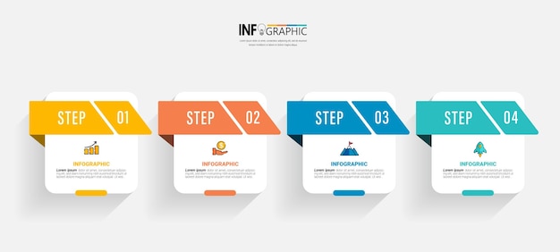 Four steps business infographic template