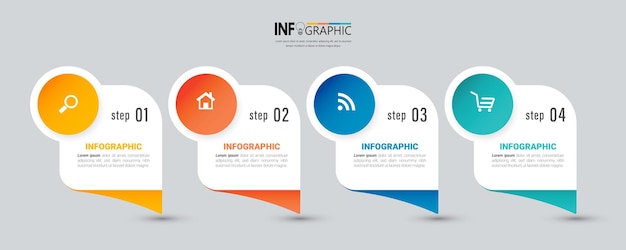 Modello di infographics di affari di quattro passaggi