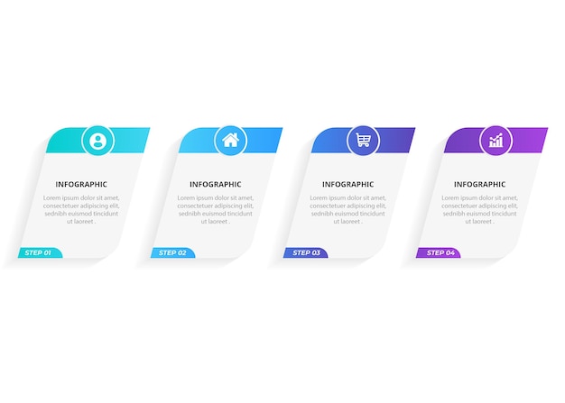 Vettore infografica aziendale in quattro passaggi