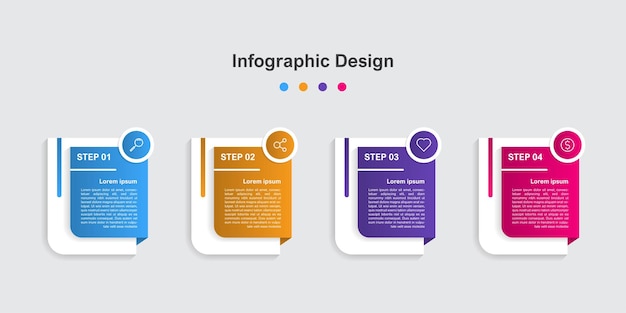 Four Steps Colorful abstract business infographic template