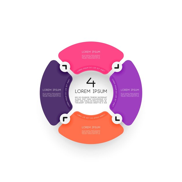 Four steps colorful circle infographic illustration