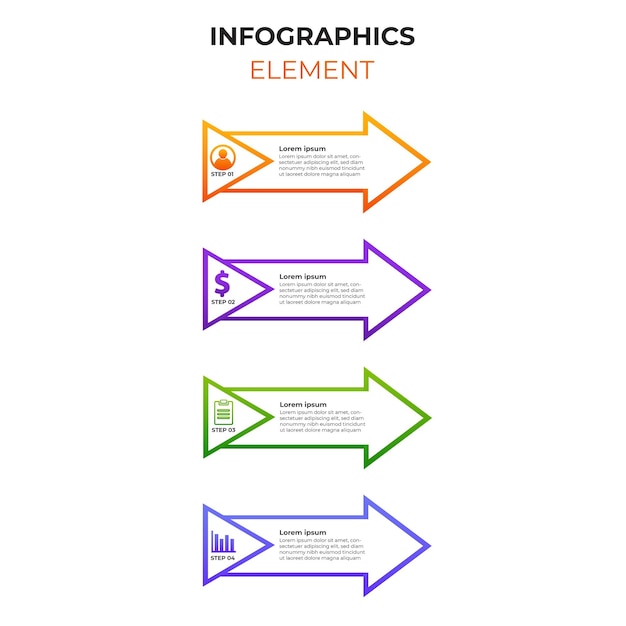 Four steps gradient infographic element with business icon. infographic design template