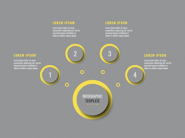 Four steps horizontal infographic template on a grey background Modern business data visualization