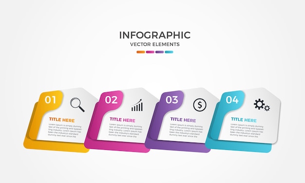 Four steps modern business infographic presentation template design, 4 Steps Creative infographic