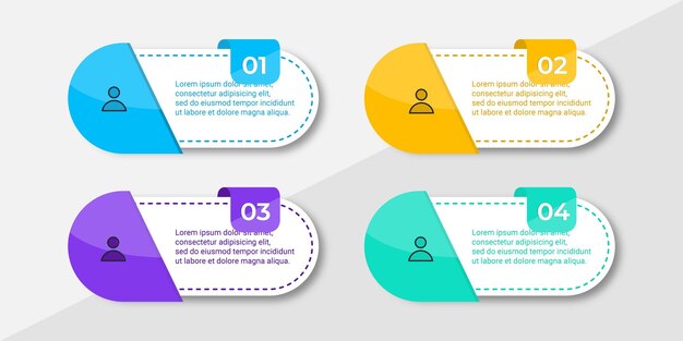 Design moderno del modello di infografica aziendale in quattro fasi per il grafico delle informazioni