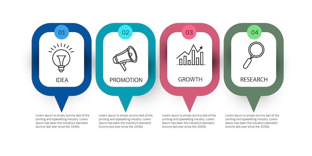 Four steps modern business infographic template design