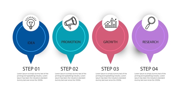 Four steps modern business infographic template