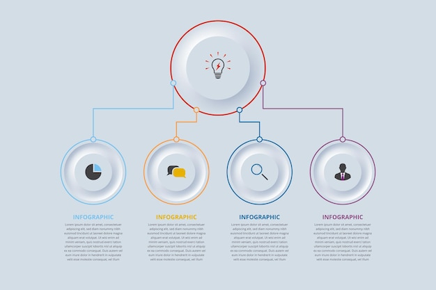 네 단계 neuromorphic infographics 템플릿 벡터