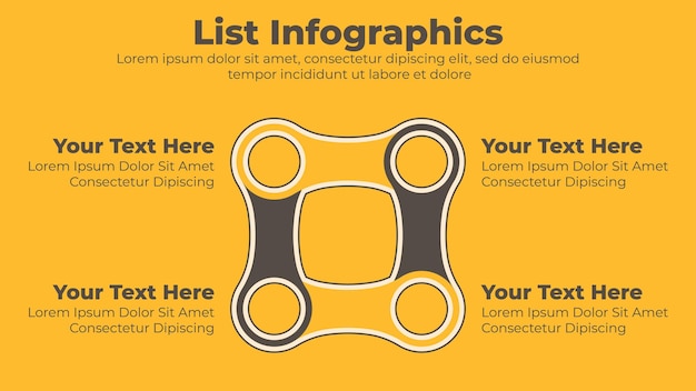 4 단계 사각형 모양 infographic 템플릿