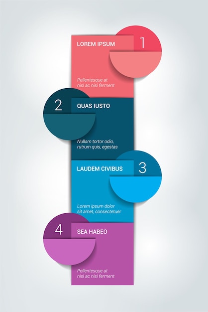 네 단계 템플릿 번호가 매겨진 차트 Infographic 요소