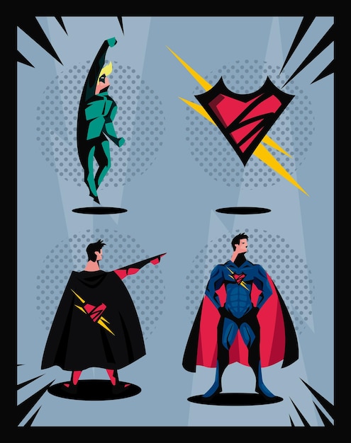 Four superhero icons