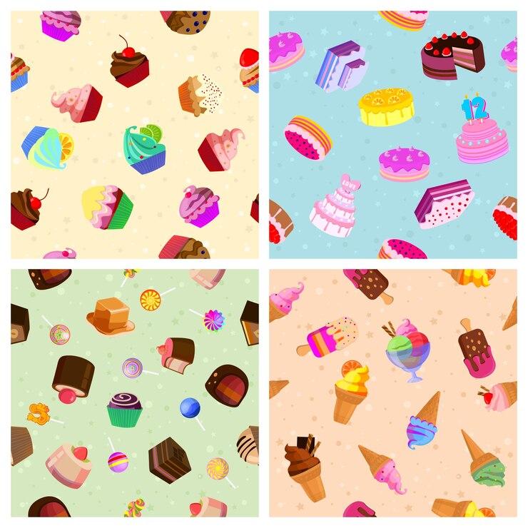 Vector four sweets backgrounds