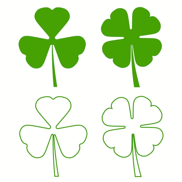 Vector four and three leaf clovers vector