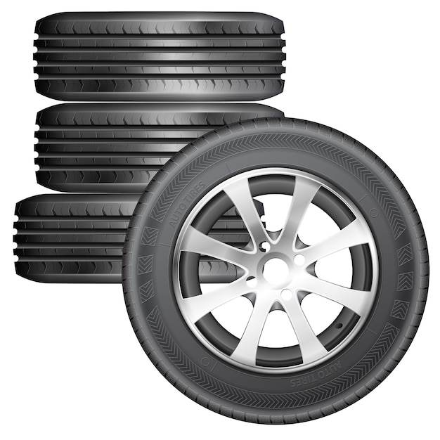 Vector four tires vector isolated on white background