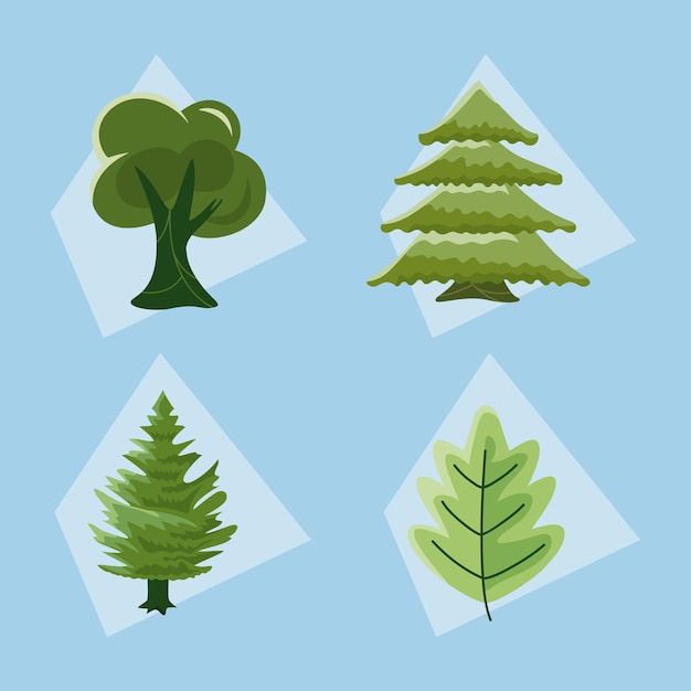 Vector four trees nature icons