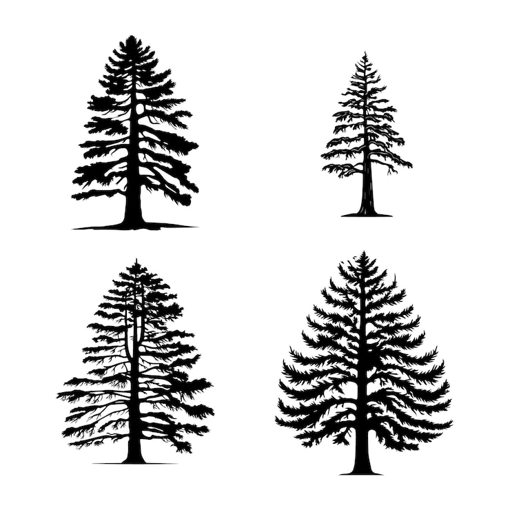 Vector four trees one of which has the word quot trees quot on it