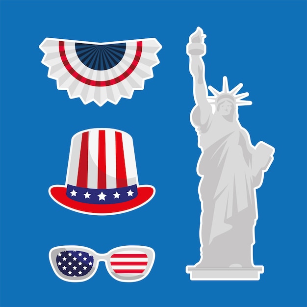 Vector four usa independence set sticker