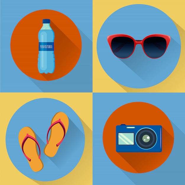 Four vector vacation icons.