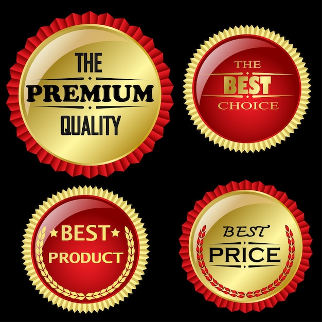 Four vector vintage badges collection "Best choice", "Premium quality", "Bestseller", "Best price"