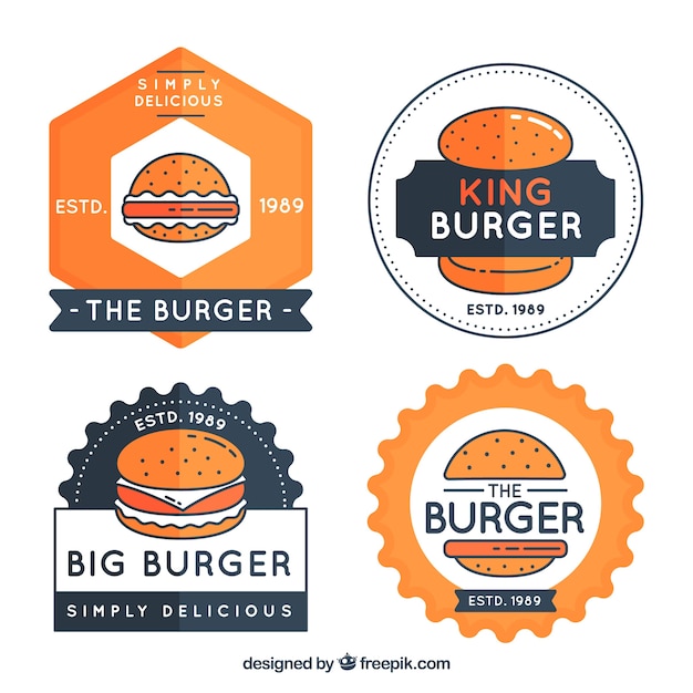 Vector four vintage hamburgers logos