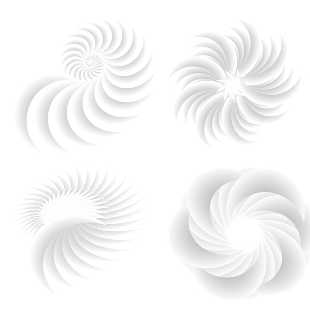 Vector four white spirals on a white background