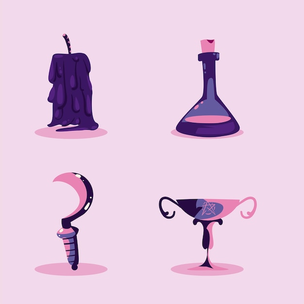 Vector four witchy items