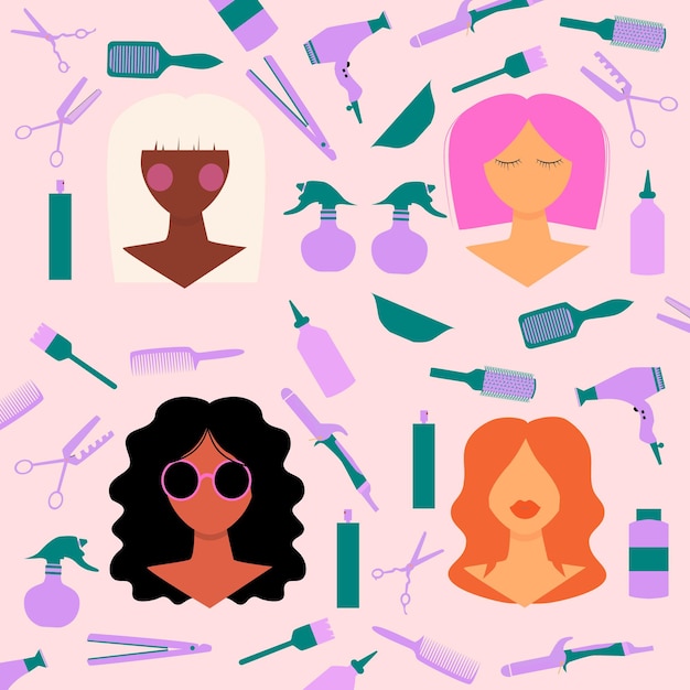 Quattro donne di diverse nazionalità e culture ragazza con pelle e capelli di colore diverso