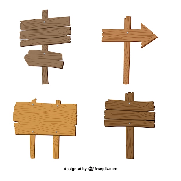 Four wooden signs  