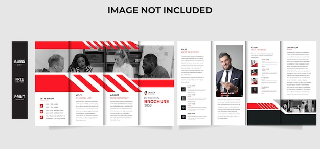 Fourfold Corporate Brochure creative design. Multipurpose template with cover, back and inside pages