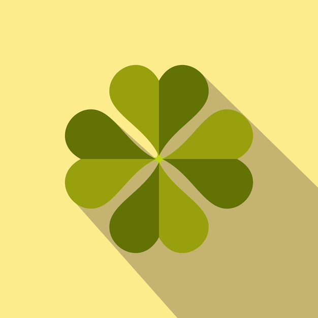 fourleaf clover flat icon on a yellow background