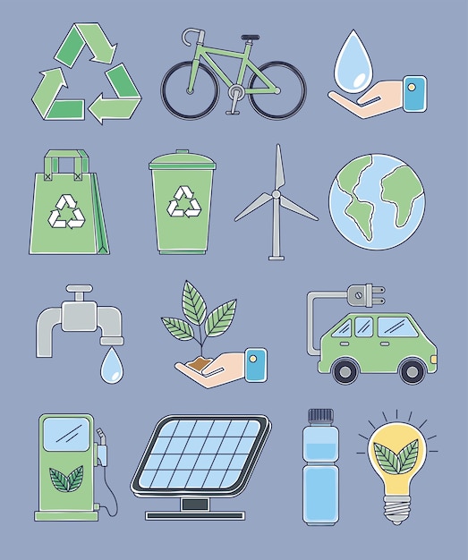 Fourteen ecology icons