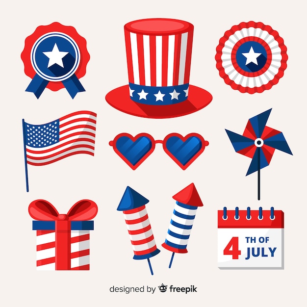 Vector fourth of july element collection