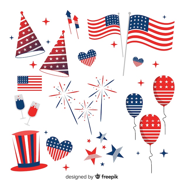 Vector fourth of july element collection