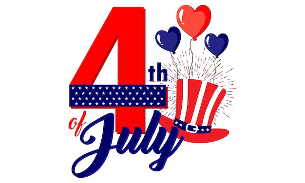 Четвертого июля День независимости Америки Футболка Дизайн векторной иллюстрации С Днем независимости