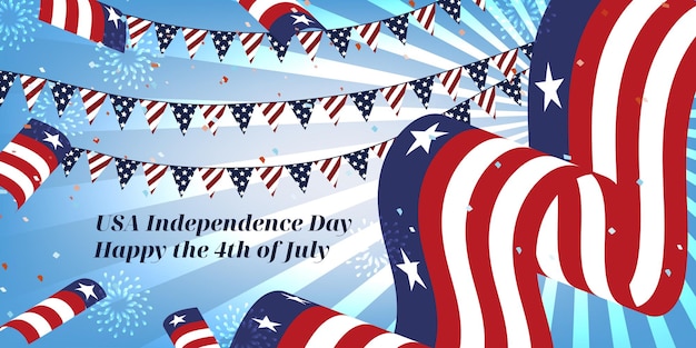 Vector the fourth of july independence day with american flag pattern