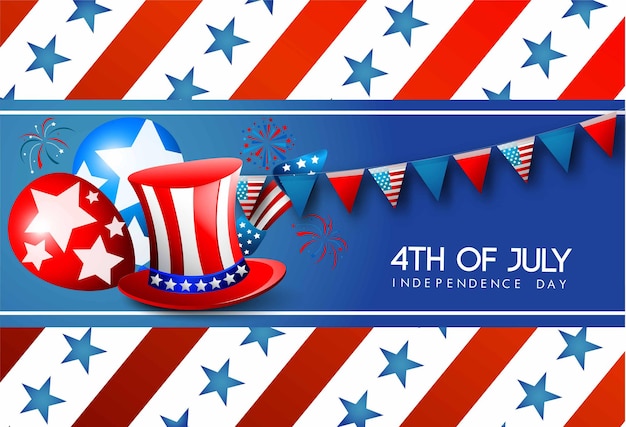 Vector fourth of july independence day4th july vector illustration greeting card with brush stroke backgr