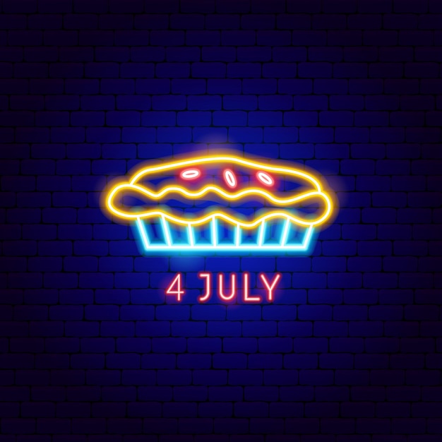 Fourth of july neon label
