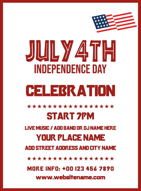 Vector fourth of july party celebration poster flyer social media post design