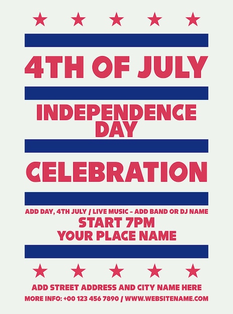 fourth of july party flyer poster or social media post design