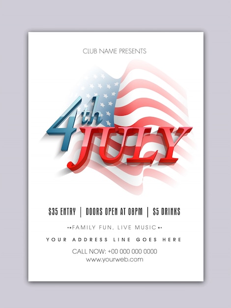 Vector fourth of july poster with flag design